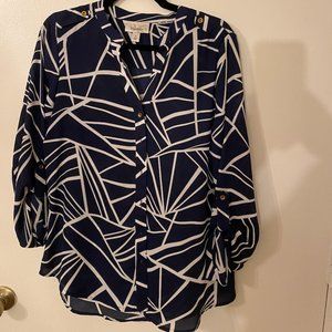 Navy geometric blouse